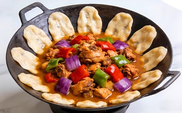 美味的东北铁锅炖鸡地锅鸡