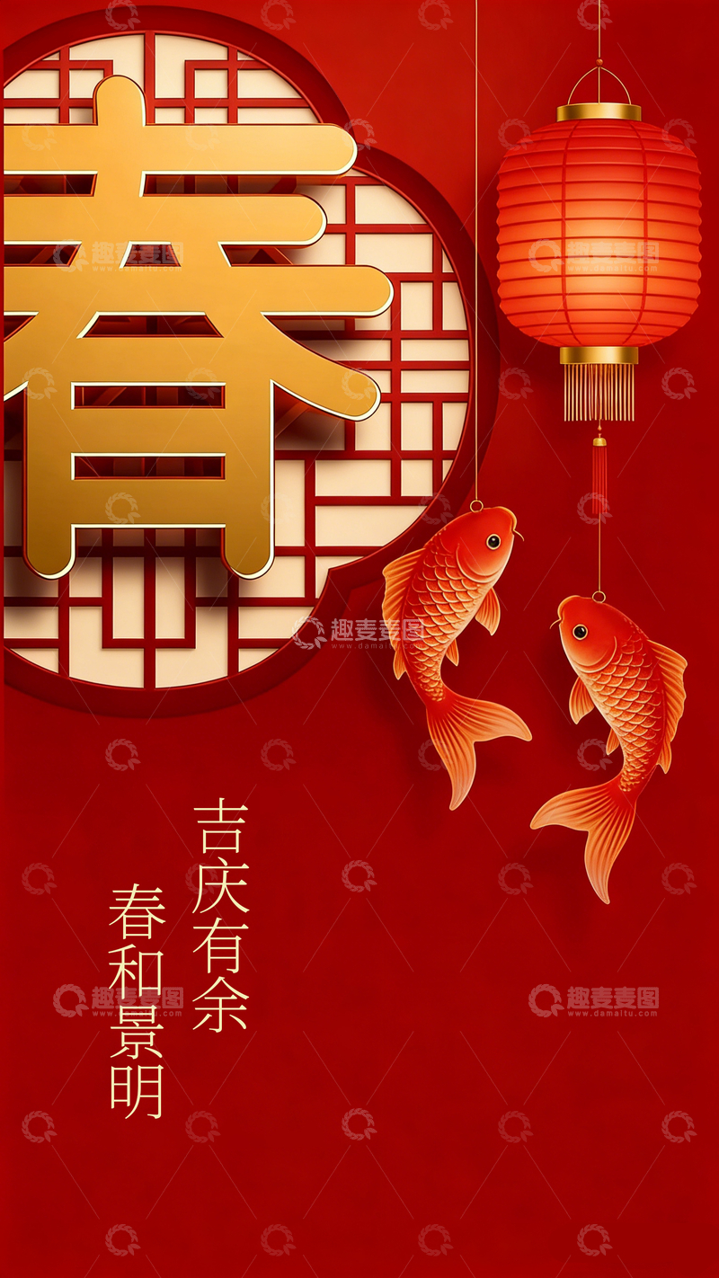 源文件下载【趣麦麦图】新春锦鲤灯笼喜庆设计图