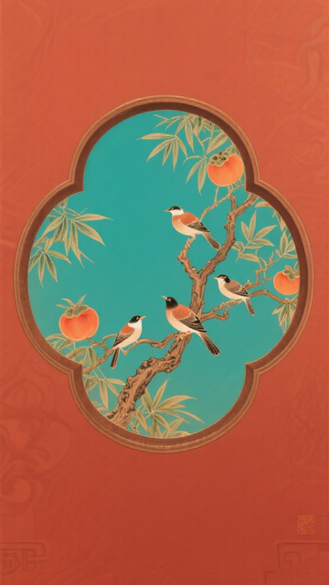 传统中国风花鸟画设计素材