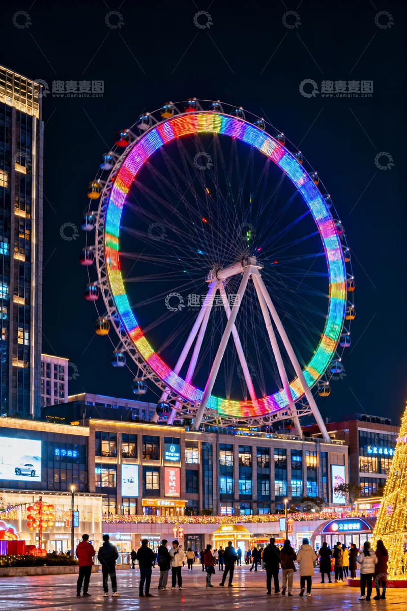 高清大图下载【趣麦麦图】摩天轮夜景城市风光摄影
