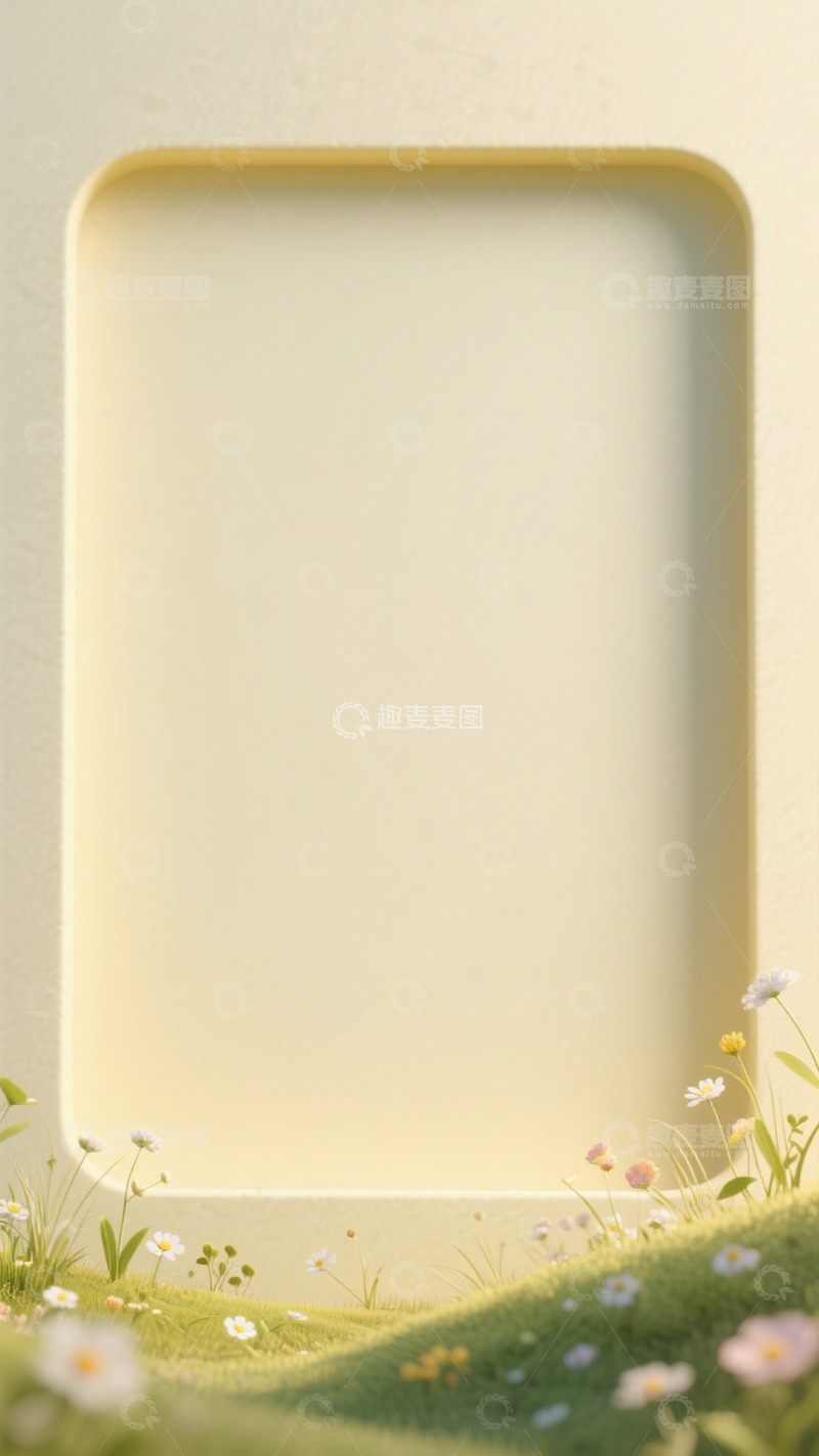 高清大图下载【趣麦麦图】田园风相框草地小花装饰素材