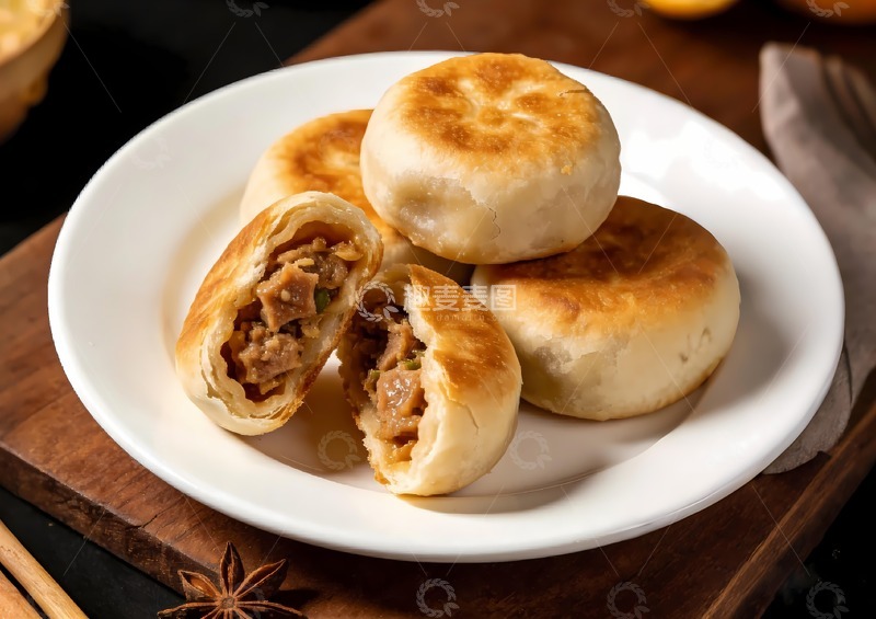 高清大图下载【趣麦麦图】一盘门钉肉饼