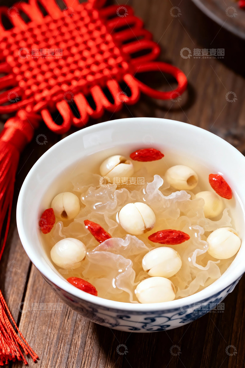 高清大图下载【趣麦麦图】银耳莲子枸杞汤美食摄影