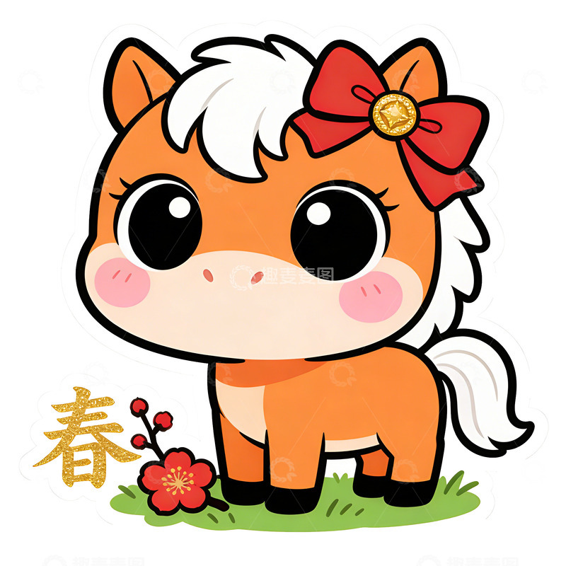 高清大图下载【趣麦麦图】可爱小马插画