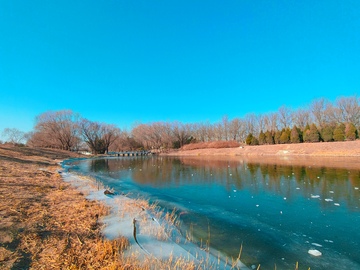 冬日湖畔风景摄影图