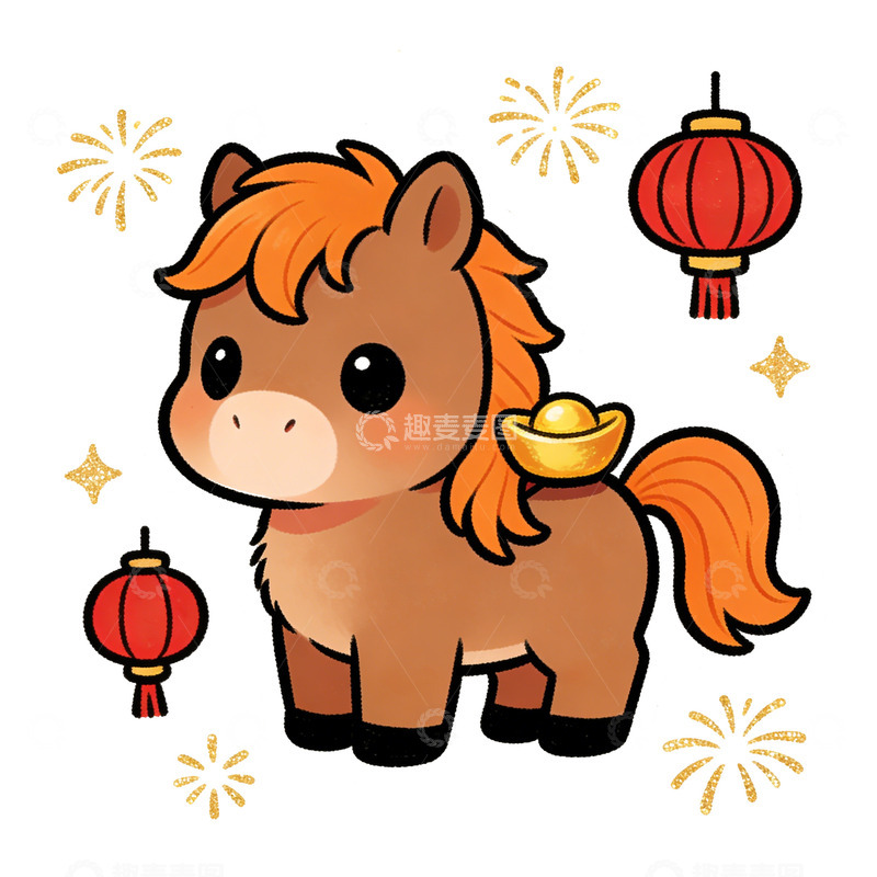 高清大图下载【趣麦麦图】小马手绘插画