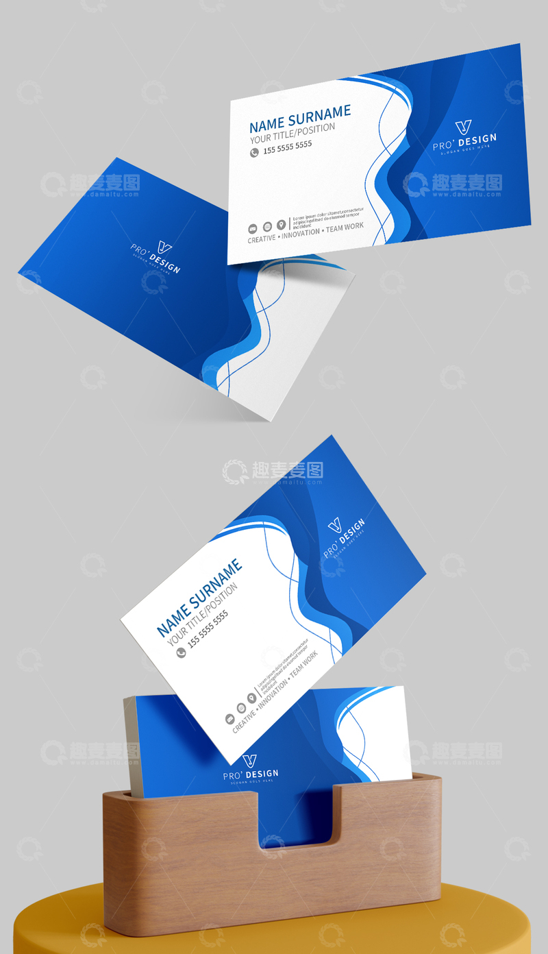 源文件下载【趣麦麦图】蓝色商务名片设计模板