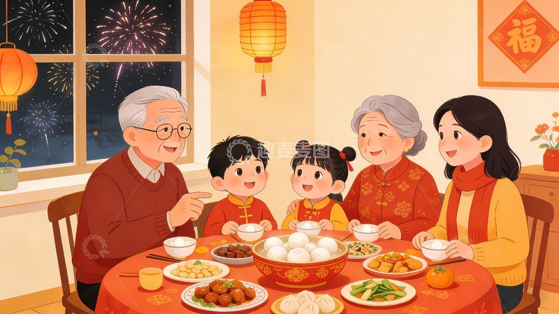 高清大图下载【趣麦麦图】吃汤圆马年2026年