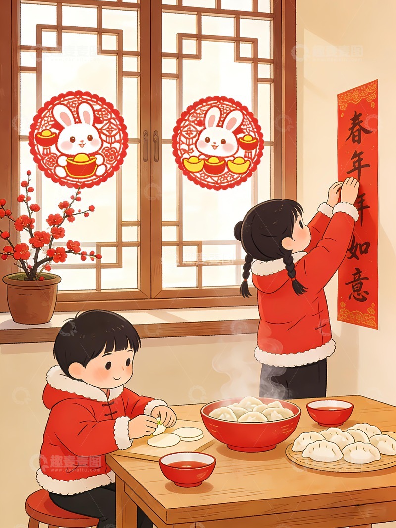 高清大图下载【趣麦麦图】马年2026年贴对联