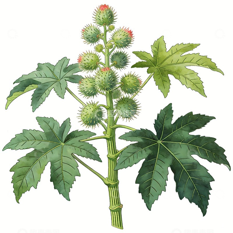 高清大图下载【趣麦麦图】一株蓖麻插画