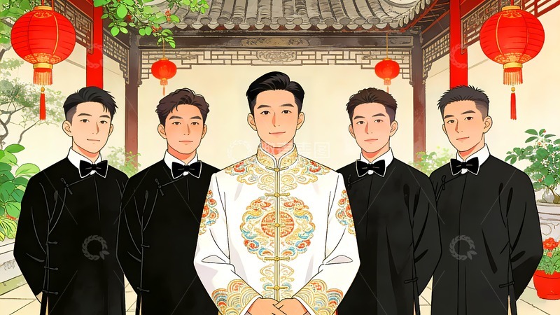 高清大图下载【趣麦麦图】新郎伴郎结婚