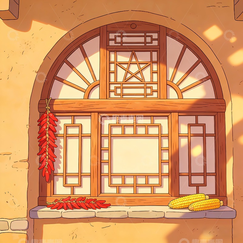 高清大图下载【趣麦麦图】陕北窑洞窗子