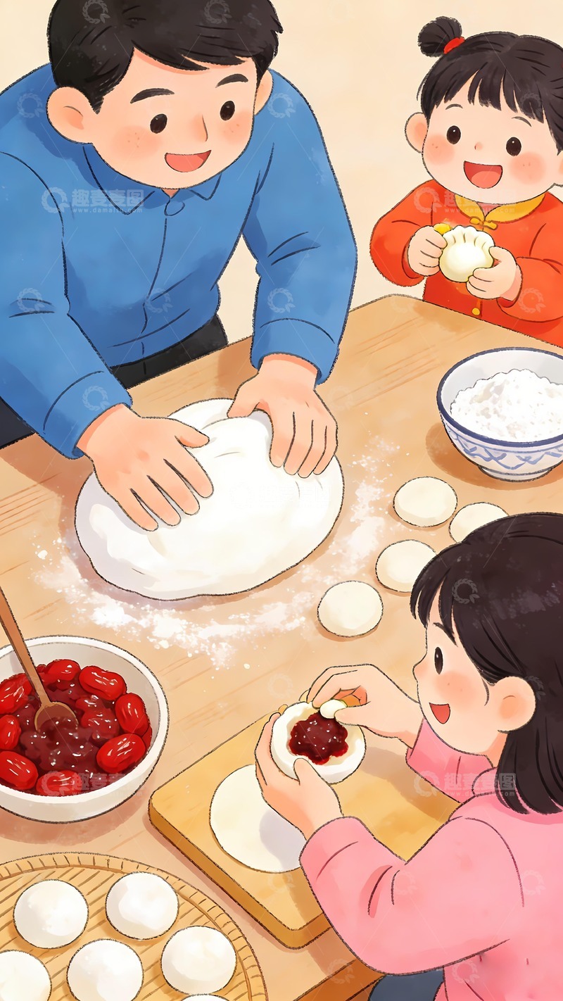 高清大图下载【趣麦麦图】汤圆制作过程