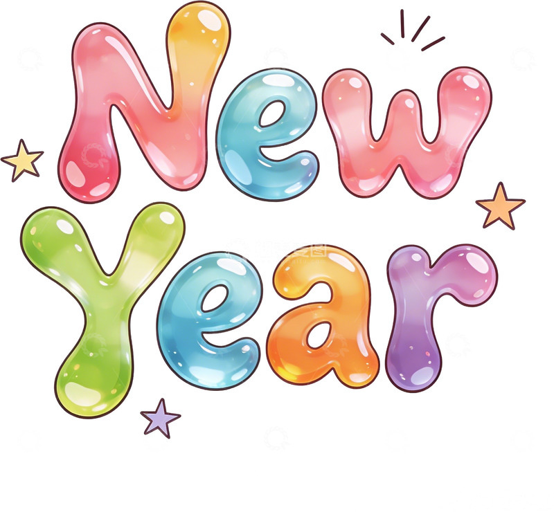 高清大图下载【趣麦麦图】彩虹果冻气泡字体卡通图案