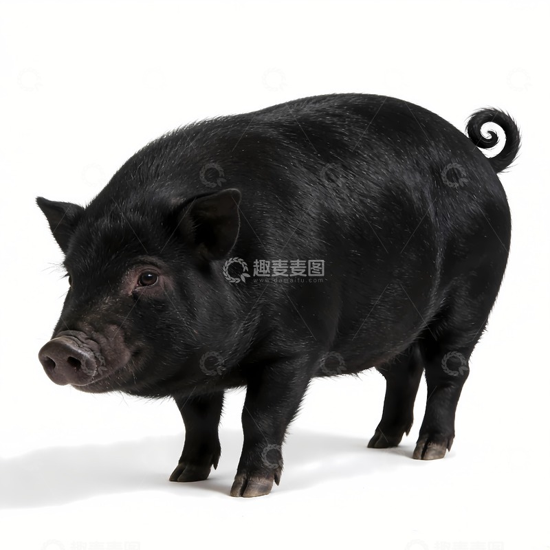 高清大图下载【趣麦麦图】一只肥硕的黑毛猪