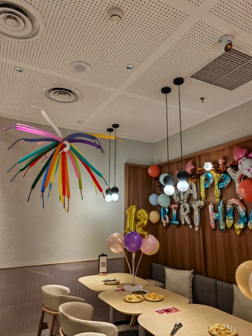 生日派对餐厅装饰气球彩带布置