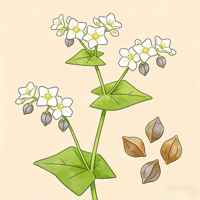 高清大图下载【趣麦麦图】荞麦与种子绘画