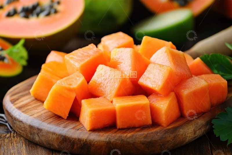 高清大图下载【趣麦麦图】切块的一堆木瓜丁