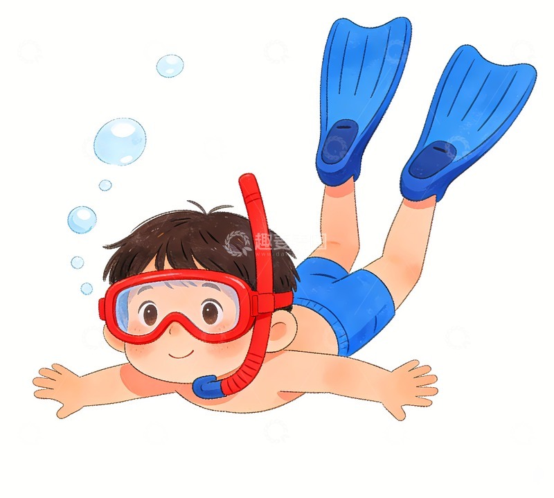 高清大图下载【趣麦麦图】一个男孩潜水员
