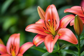 盛开的红色百合花花卉