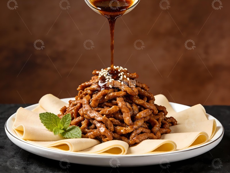 高清大图下载【趣麦麦图】倒入汁水的京酱肉丝