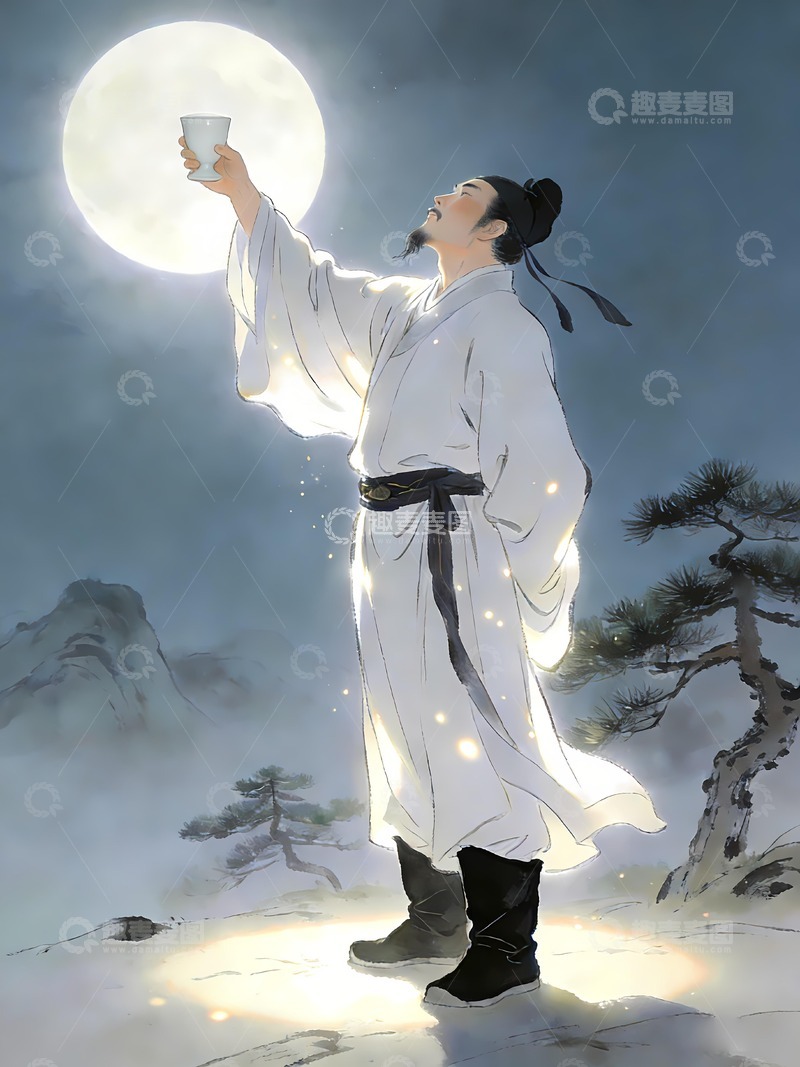 高清大图下载【趣麦麦图】李白对酒当歌