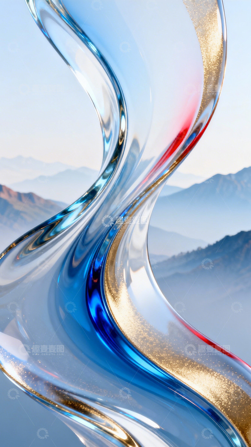 高清大图下载【趣麦麦图】蓝金透曲奢华通透