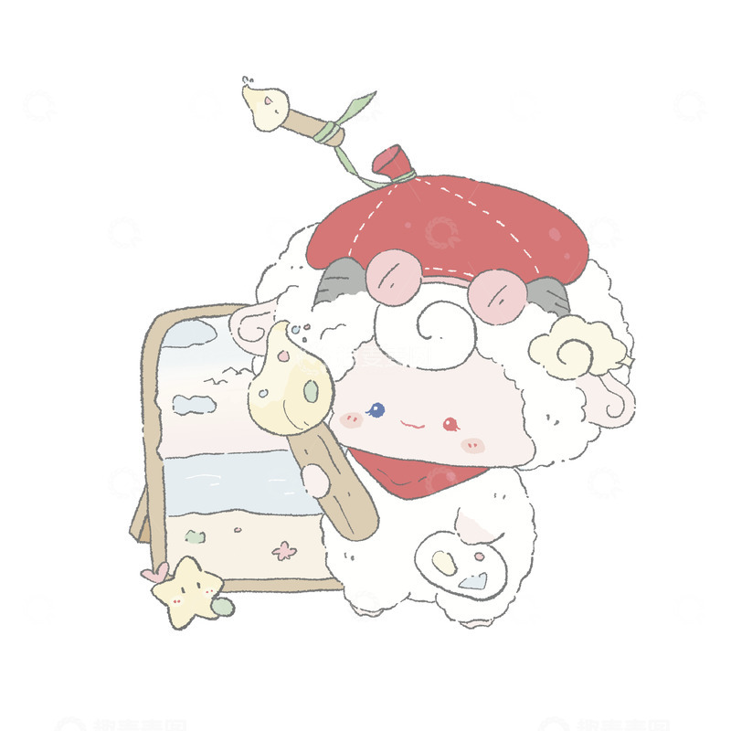 高清大图下载【趣麦麦图】卡通可爱小羊羔