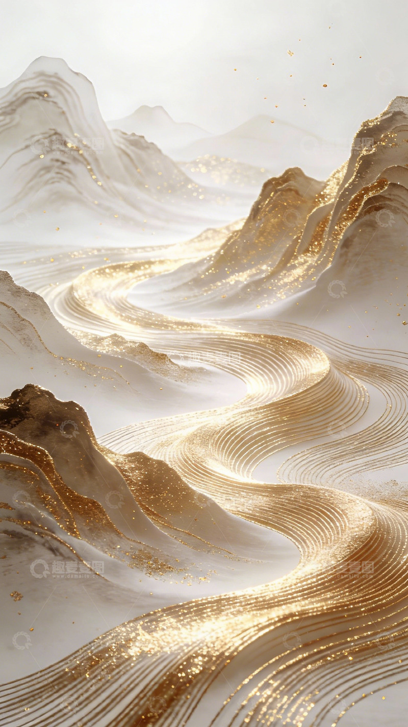 高清大图下载【趣麦麦图】白金山水空灵现代