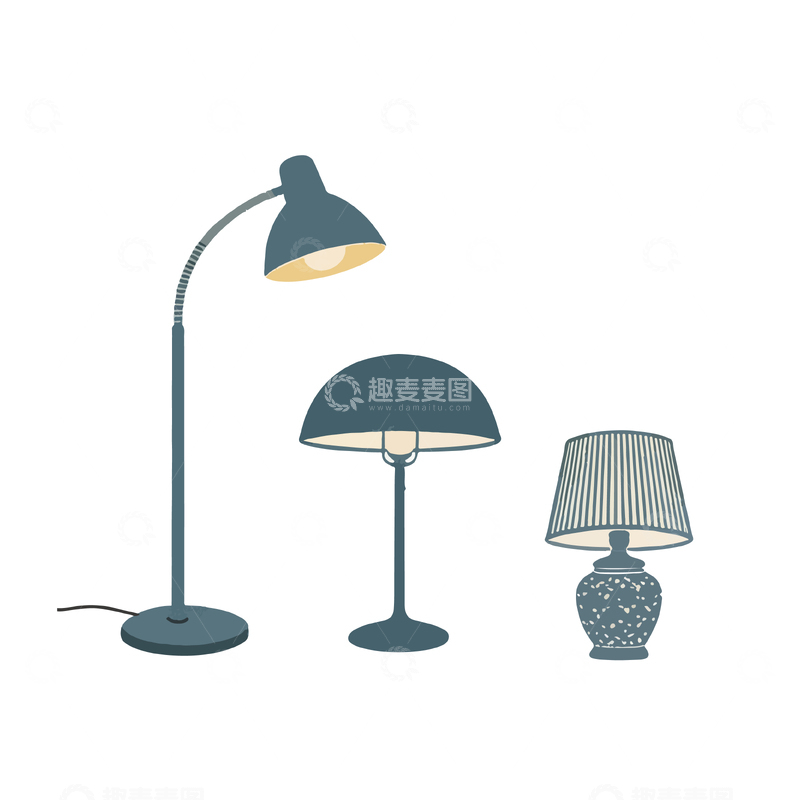 源文件下载【趣麦麦图】简约风格台灯插画设计素材