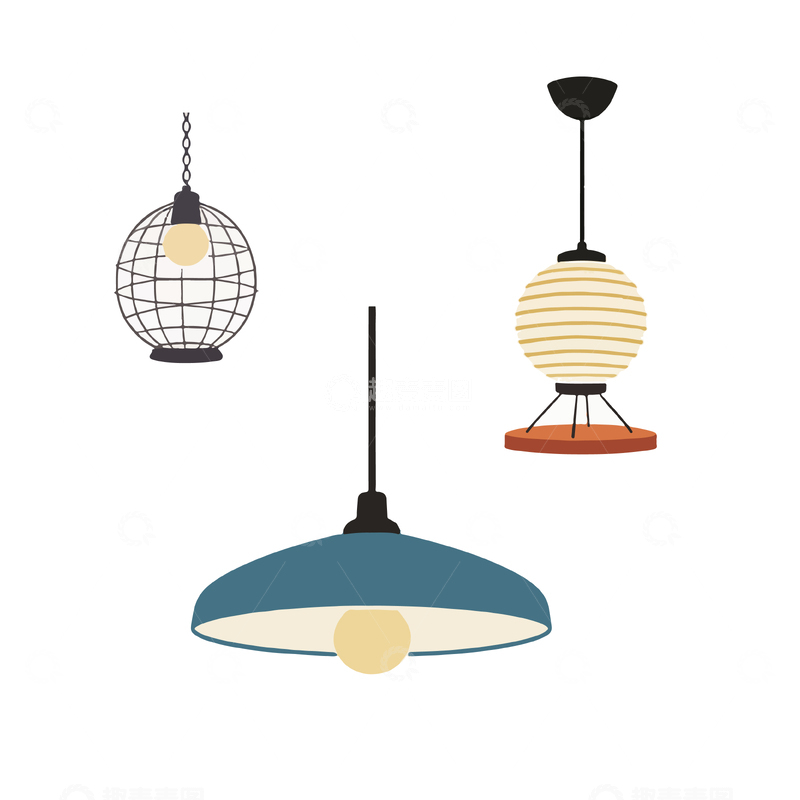 源文件下载【趣麦麦图】现代简约吊灯设计矢量素材