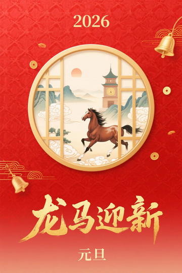 龙马迎新喜庆海报