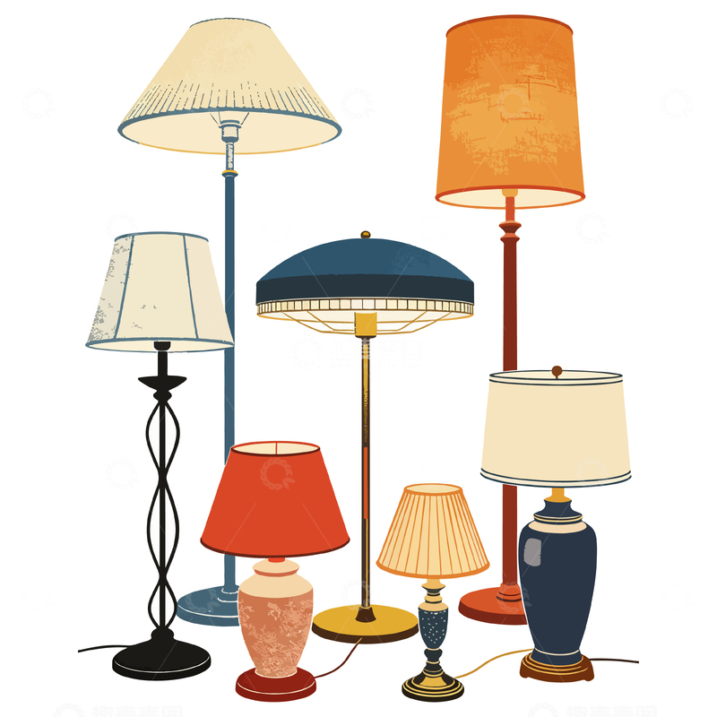 源文件下载【趣麦麦图】-复古灯具插画合集