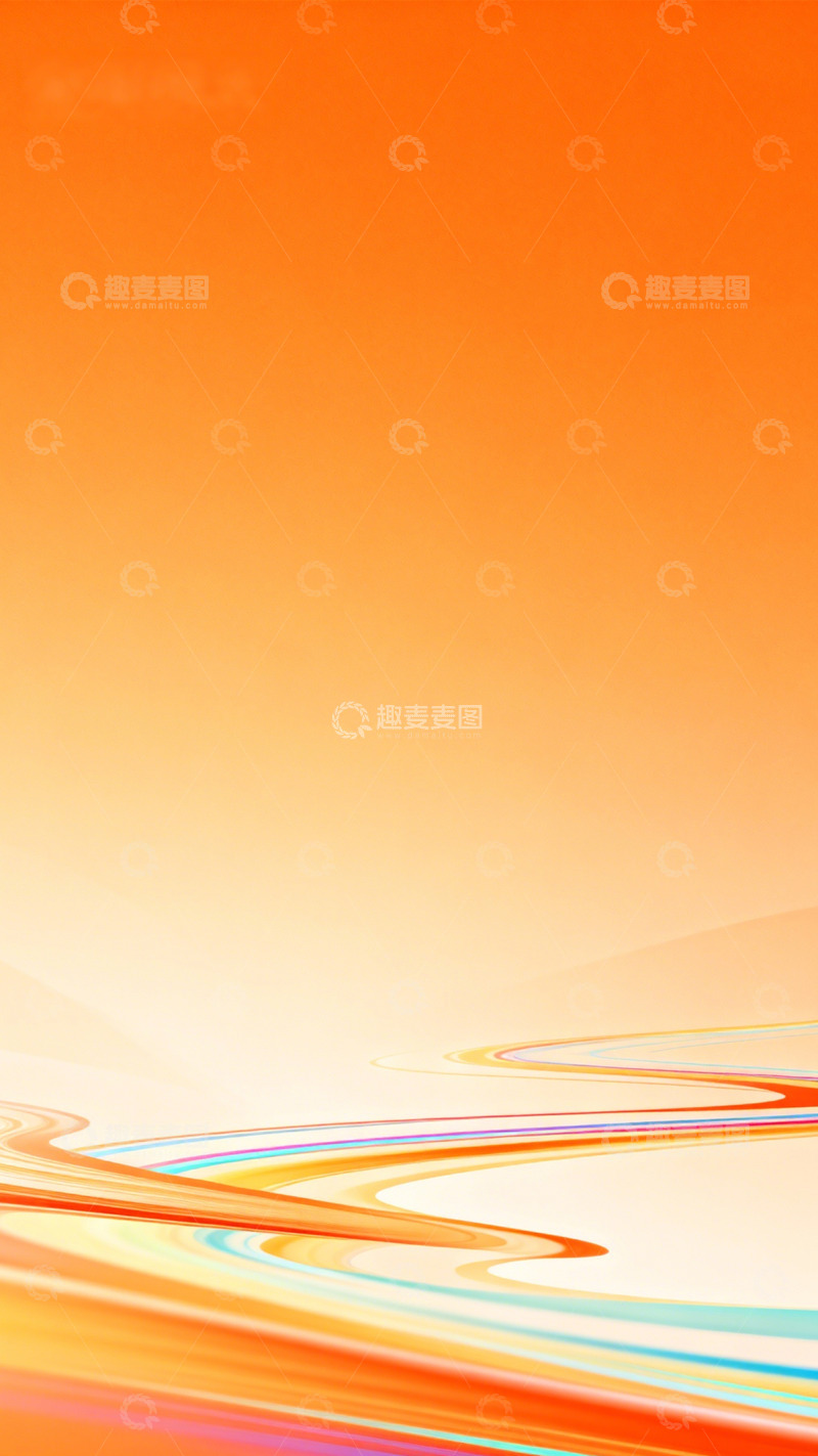 高清大图下载【趣麦麦图】暖橙浪纹轻盈色彩之舞2
