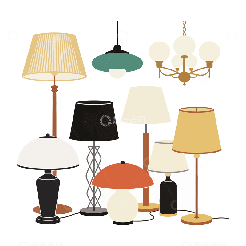 源文件下载【趣麦麦图】现代简约灯具矢量素材集