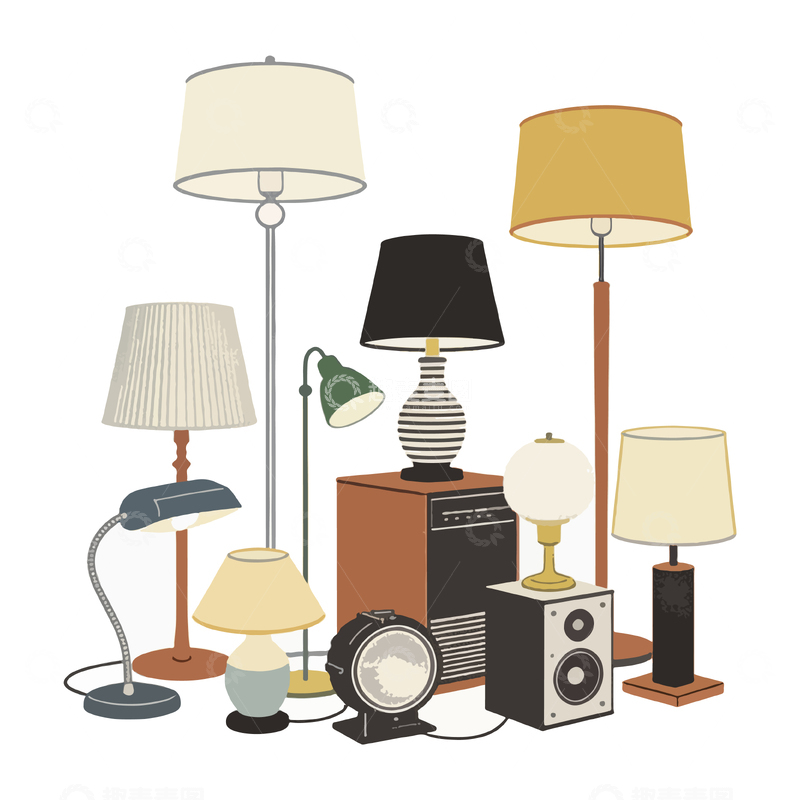 源文件下载【趣麦麦图】复古灯具插画设计素材