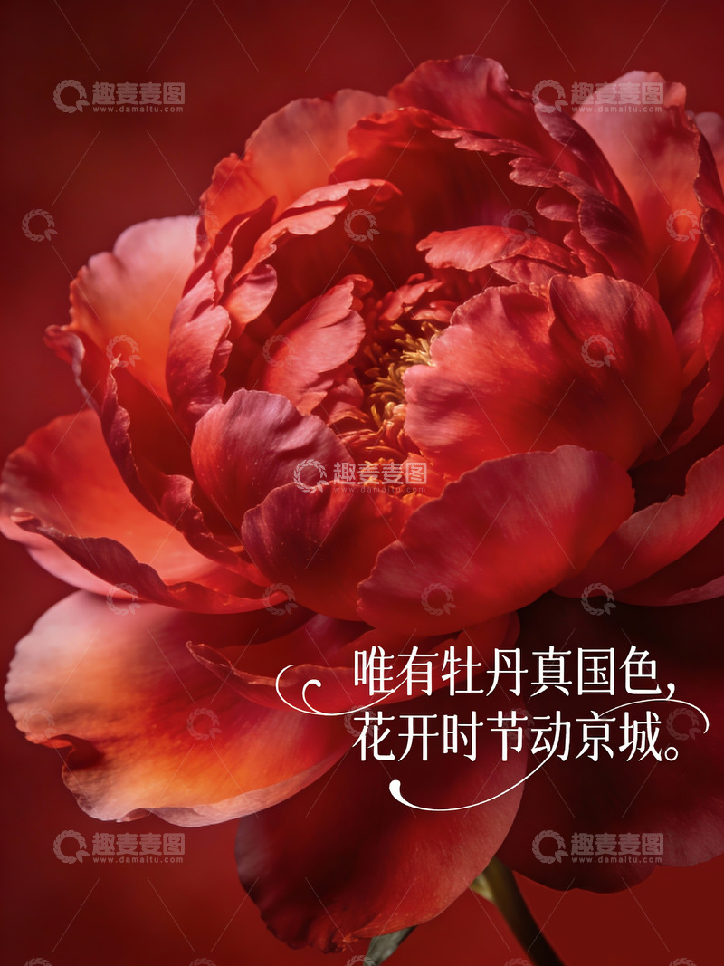 高清大图下载【趣麦麦图】牡丹盛开艳红图2