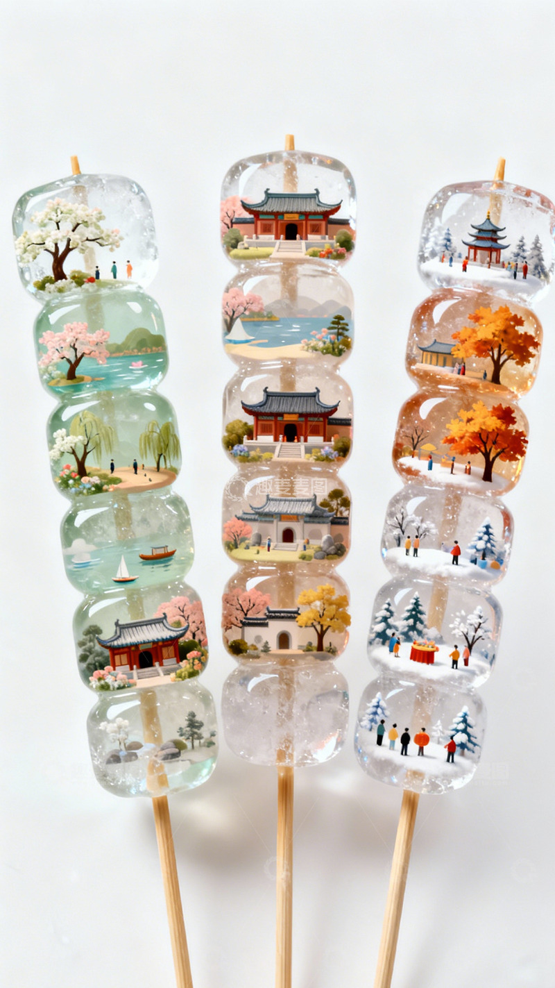 高清大图下载【趣麦麦图】四季琉璃糖葫芦微缩之趣1