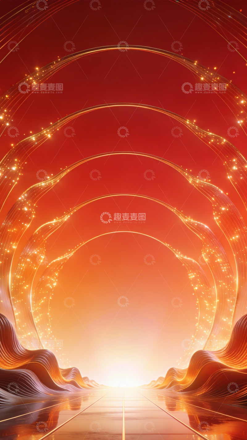高清大图下载【趣麦麦图】红金流光科技迎宾之境1
