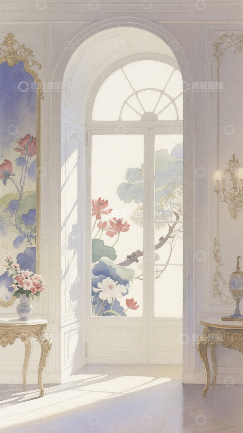 高清大图下载【趣麦麦图】古典欧式室内装饰插画
