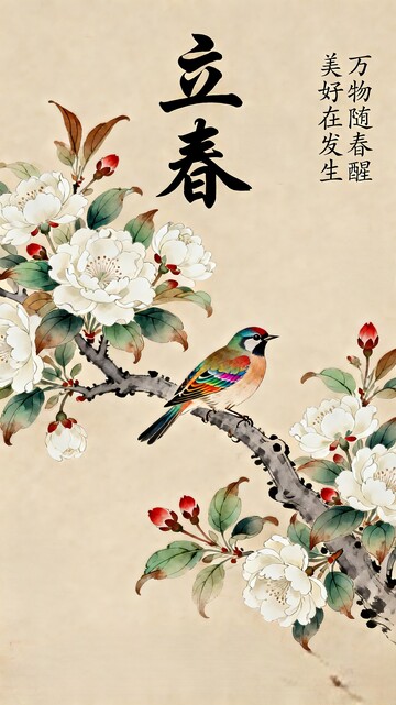 立春花鸟图艺术装饰画
