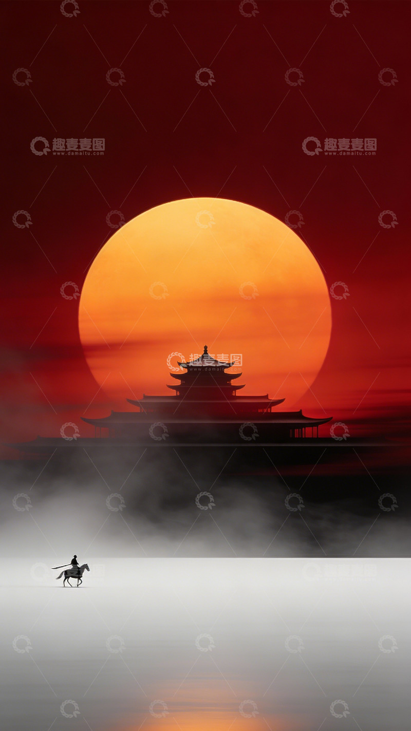 高清大图下载【趣麦麦图】赤阳古亭雾中侠客行