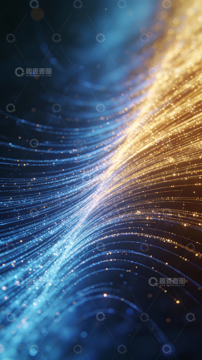 高清大图下载【趣麦麦图】蓝金流光数字科技之舞