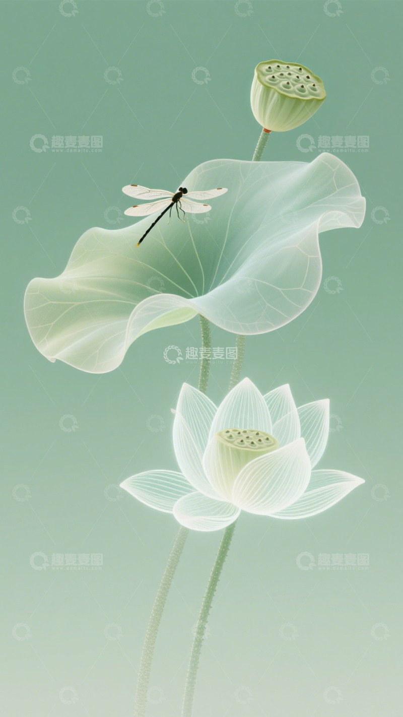 高清大图下载【趣麦麦图】荷间蜓立染清光3