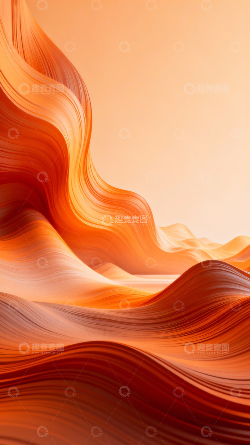 高清大图下载【趣麦麦图】橙绸柔滑卷动的光影间3