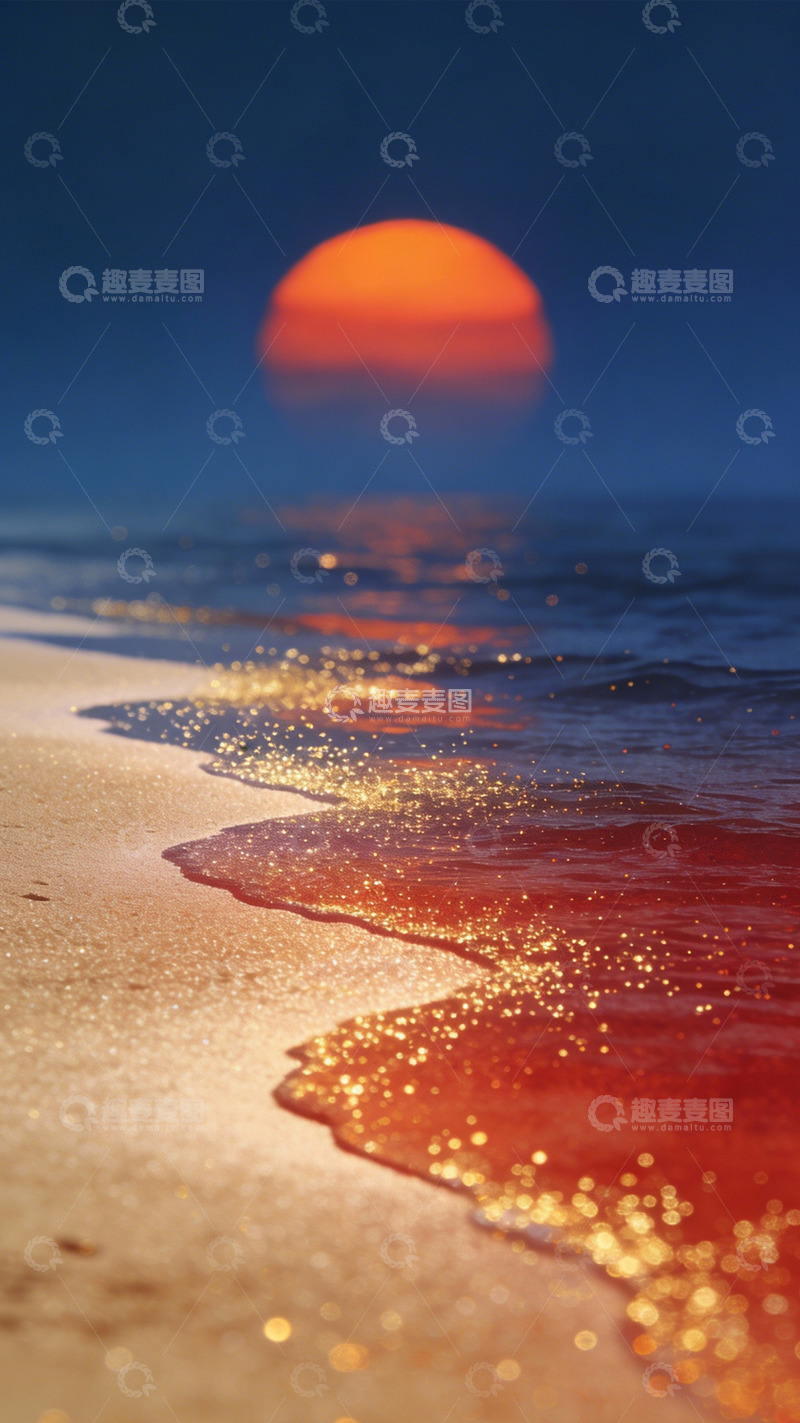 高清大图下载【趣麦麦图】落日鎏金染滩涂