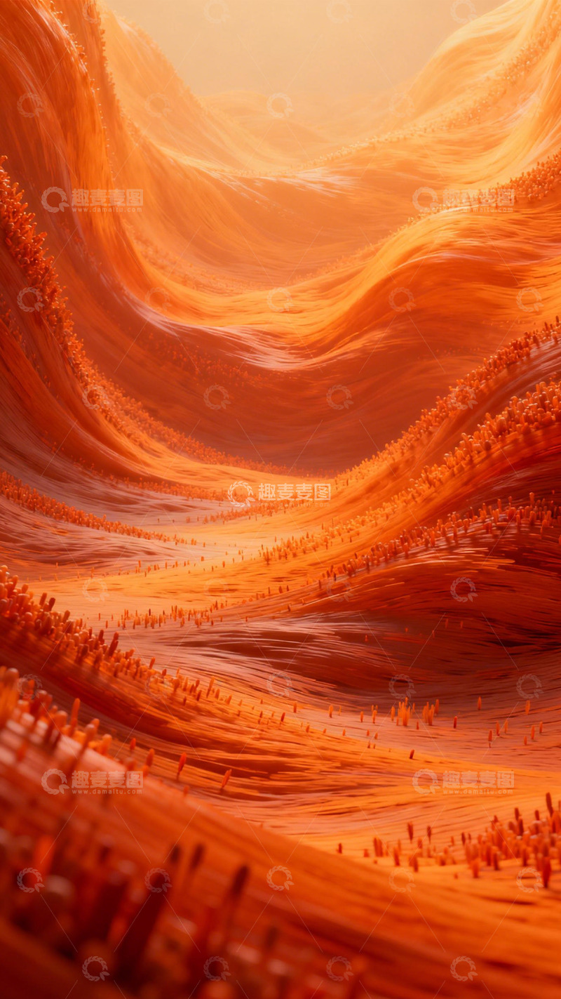 高清大图下载【趣麦麦图】橙浪裹挟粒子的暖柔境3