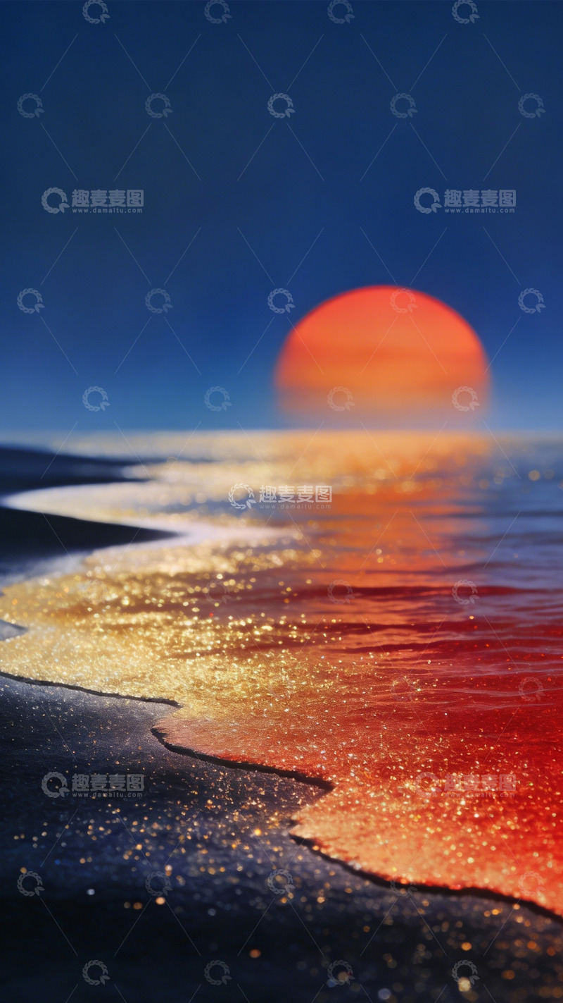 高清大图下载【趣麦麦图】落日鎏金染滩涂1
