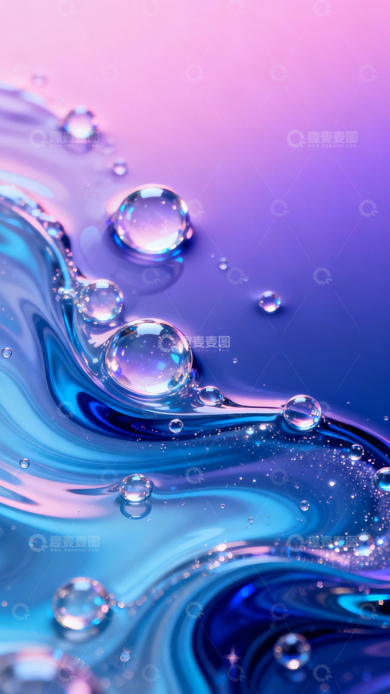 高清大图下载【趣麦麦图】幻彩水浪裹清泡3