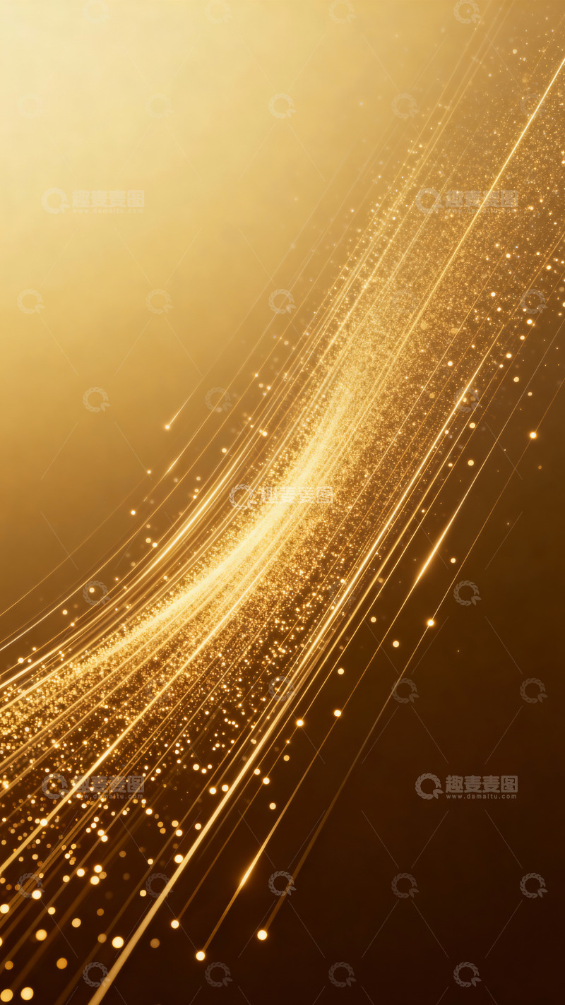 高清大图下载【趣麦麦图】金芒铺展的粒子光丝长河1